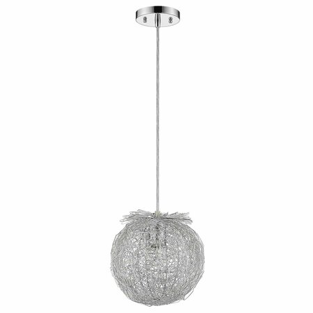 ESTALLAR 12 in. Distratto 1-Light Polished Chrome Pendant Enmeshed Aluminum Wire Shade ES3651654